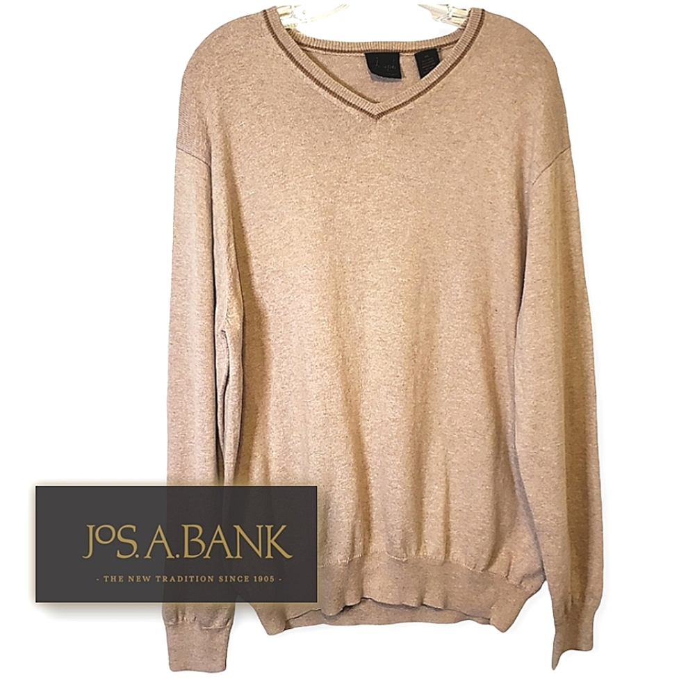 JOS. A. BANK | Men's tan cashmere-blend v-neck pullover sweater. Size XXL.